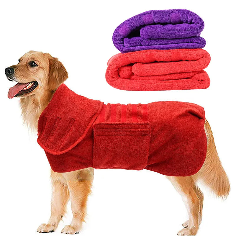 Dog Bathrobe Towel Bath Robe Pet Bathrobe Drying Coat Absorbent Towel For Large Medium Small Dog Super Fast Dry Soft Adjustable