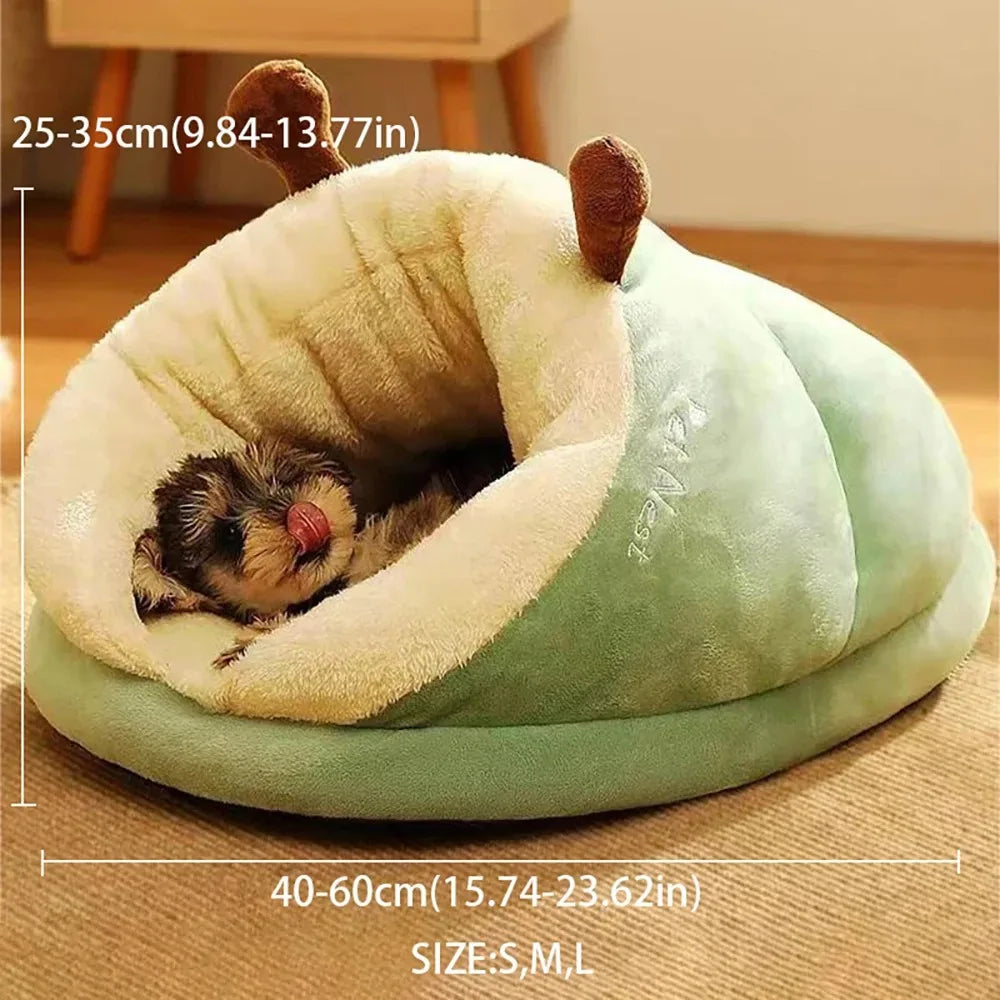 Plush semi enclosed dog bed