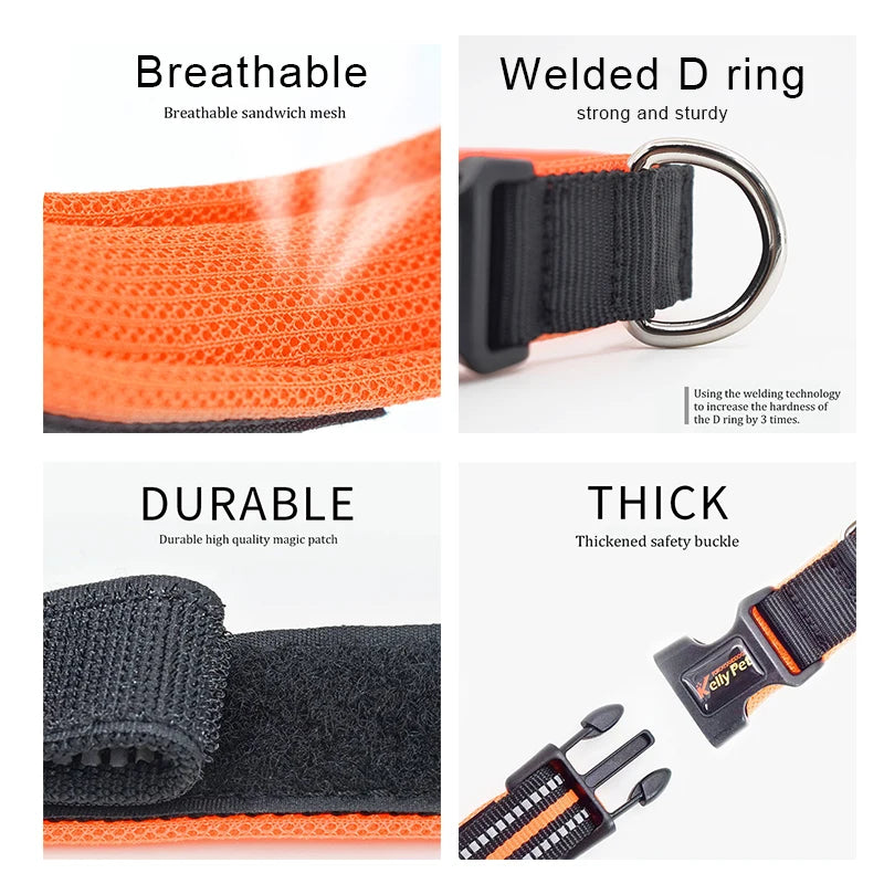 Breathable Mesh Nylon Dog Collar Reflective Pet Collars For Dogs Small Medium Large Dog Training Necklace Pet Dog Accessories