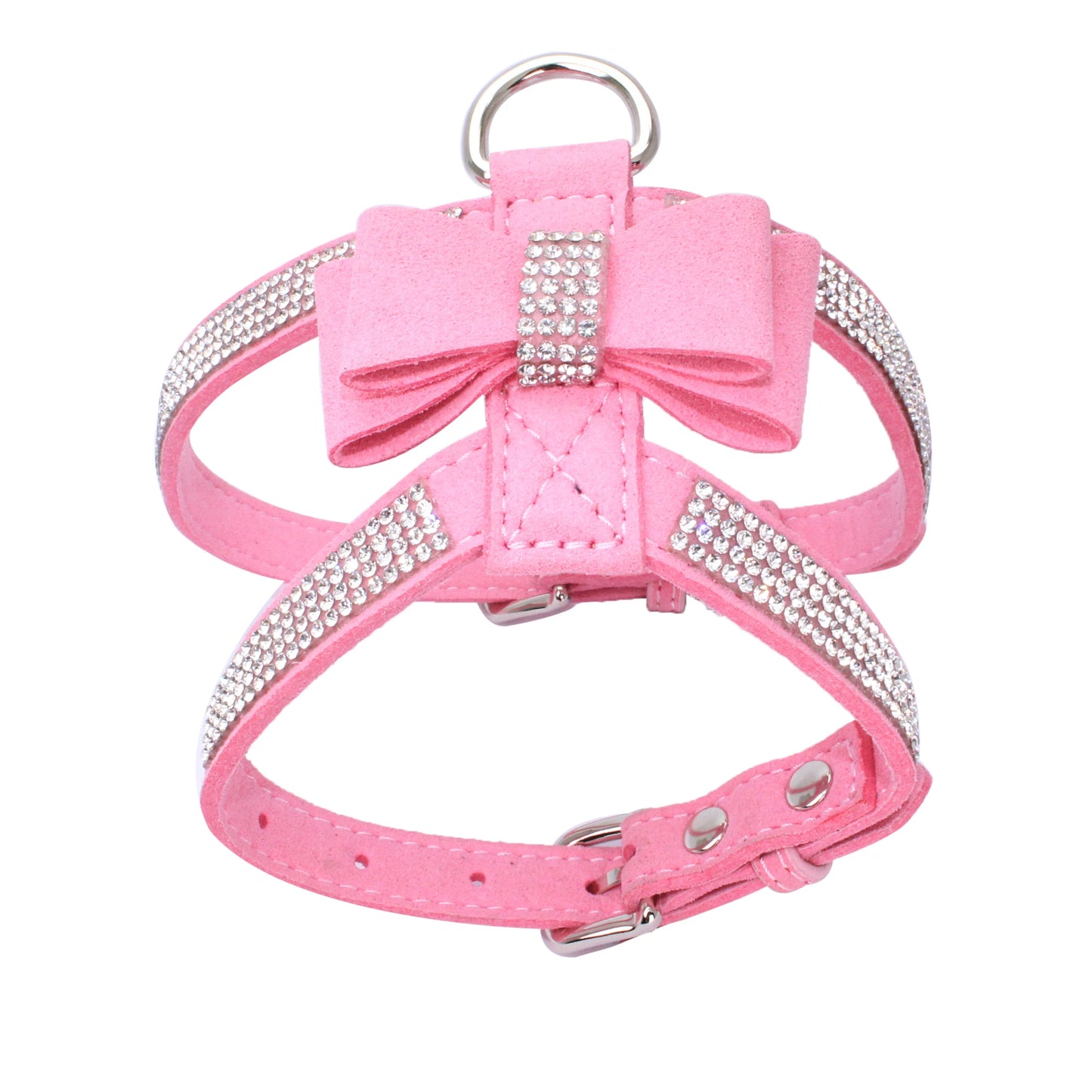 Pet Cat Dog Puppy Velvet Leather Vest Harness With Rhinestone Bling Blink Butterfly Bow Fashion Pet Accessories