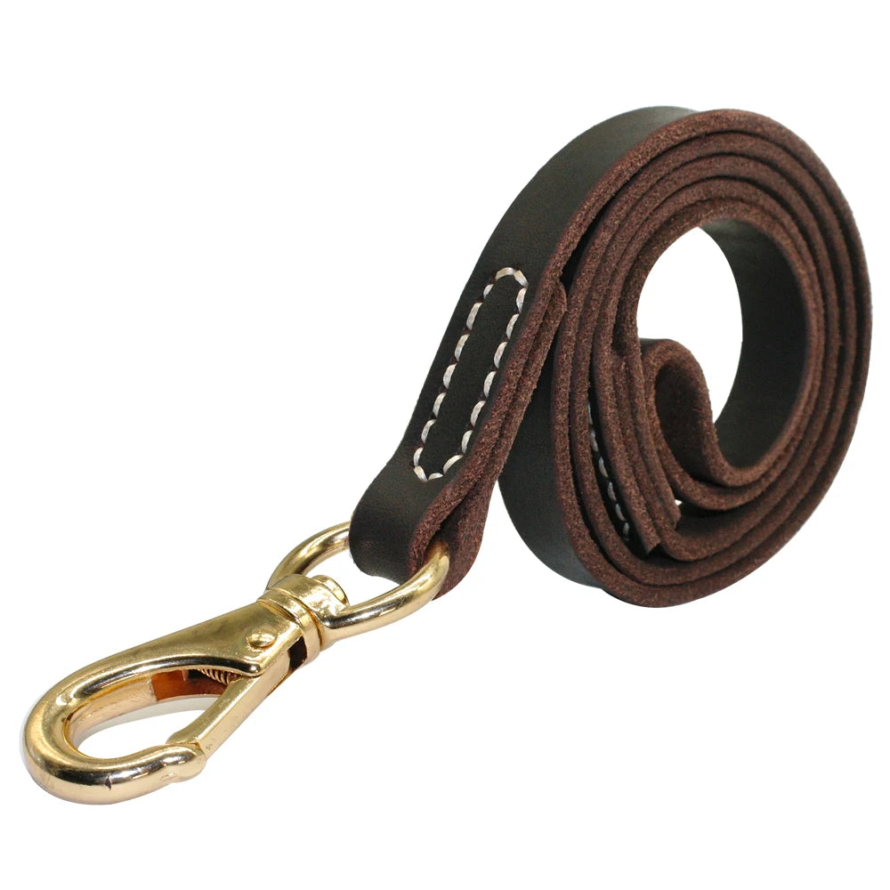 Genuine Leather Dog Leash Large Dogs Pet Walking Leash K9 Training Leads  110cm Length Width 1.6 / 2.0cm Black Brown Colors