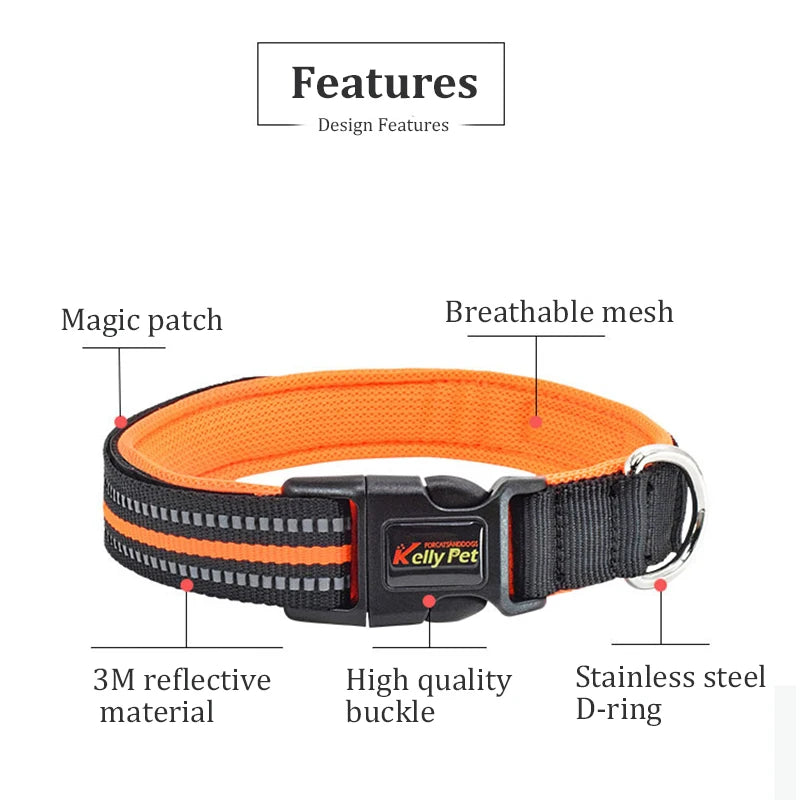 Breathable Mesh Nylon Dog Collar Reflective Pet Collars For Dogs Small Medium Large Dog Training Necklace Pet Dog Accessories