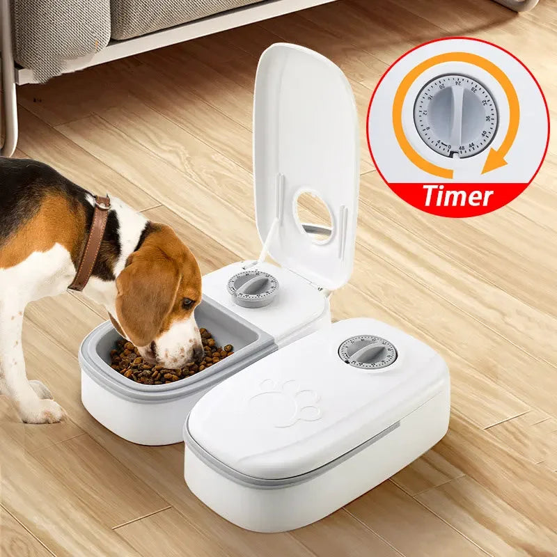 Pet Automatic Timing Feeder 350ML Large Capacity Dry&Wet Food Container Electric Dog Double Dish Bowl For Cats Dogs KOOBDIN