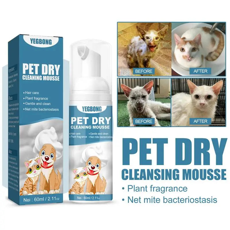 Waterless Cat Shampoo No Rinse Dogs Cats Cleaning Mousse Pet Grooming Supplies For Safe Bathless Cleaning Odor Eliminator