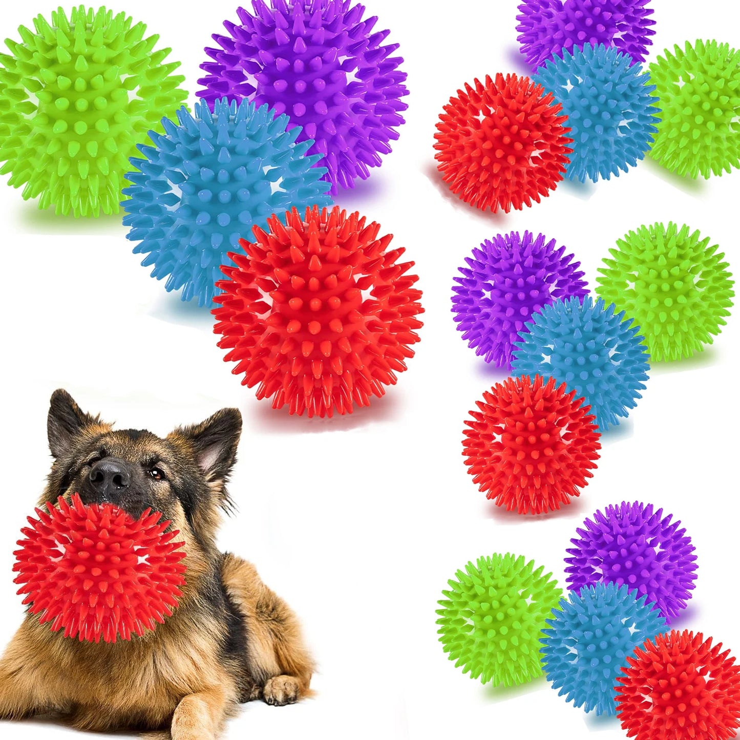 1/36pcs Squeaky Dog Toys Spiky Dog Balls Cleans Teeth and Gum Health for Your Pet Squeaker Ball Toys for Aggressive Chewers