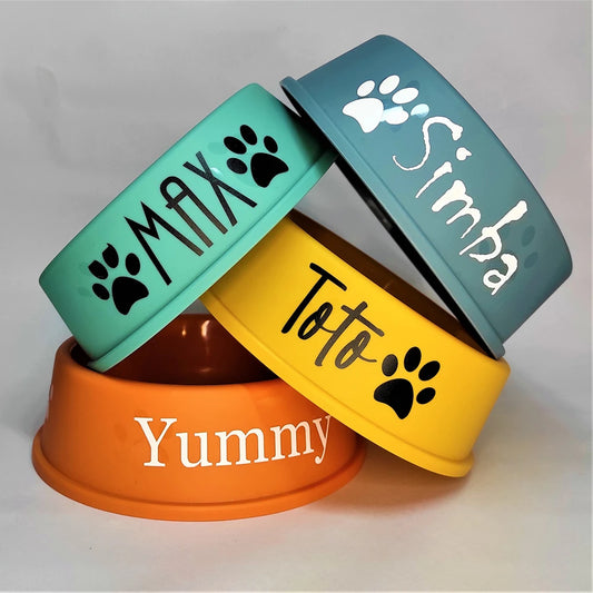 Personalized Printed Dog Food Bowl Plastic Dog Bowl Custom Food & Water Bowl Pet Gift Treat Decals Labels Pet Accessory