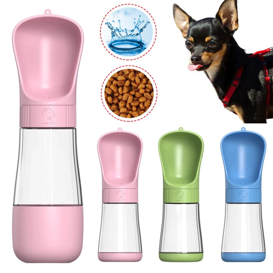 Dog Water Bottle Portable 2 in 1 Food Dispenser Dogs Cat Outdoor Walking Drinking Bowls Chihuahua French Bulldog Supplies