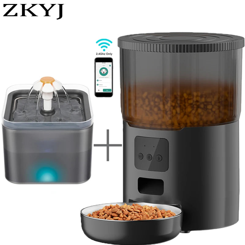 4L Pet Feeder Tuya WIFI Automatic Dog Food Dispenser Smart Cat Feeder 2L Cat Automatic Drinking Fountain Dog Water Feeder