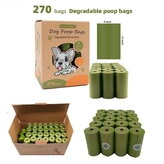 15PCS/ Roll Biodegradable Dog Poop Bags Thickening 0.015mm Poo Bag Compostable Waste Bags Cat Litter Bags Dog Poop Bag Dispenser