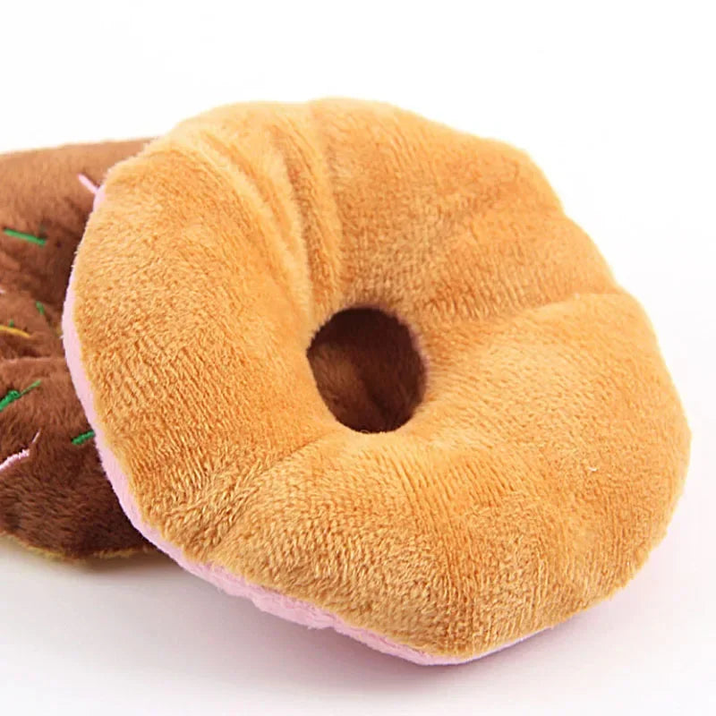 Soft Donuts Puppy Cat Dog Toys Squeaker Squeaky Plush Sound Pet Chew Throw Squeak Toys 3 Colors