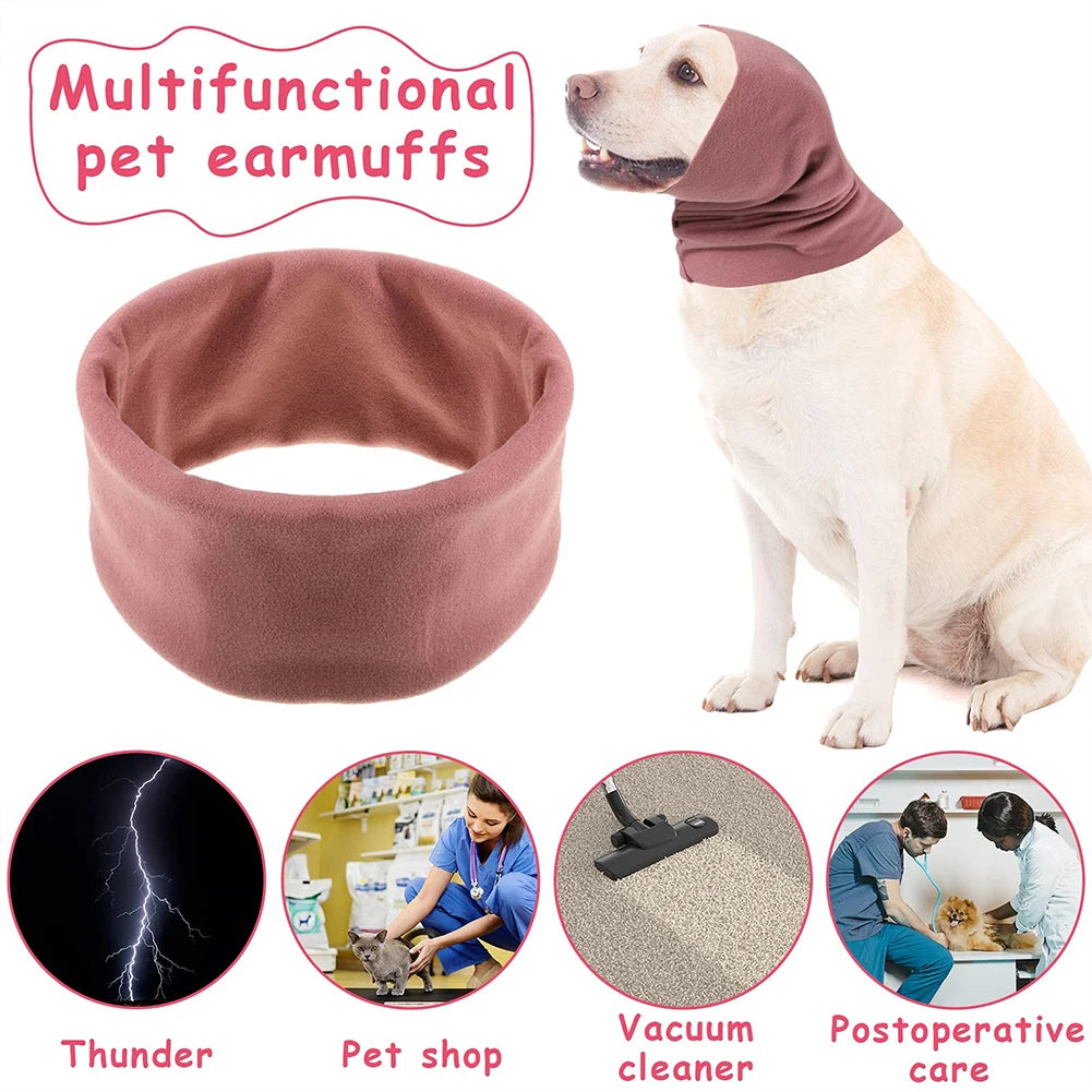 Pet Dog Ear Cover Snoods Dog Sound Proof No Flap Wrap Ear Muffs For Dogs Barking And Bathing Warm Winter Dog Ear Scarf Calming