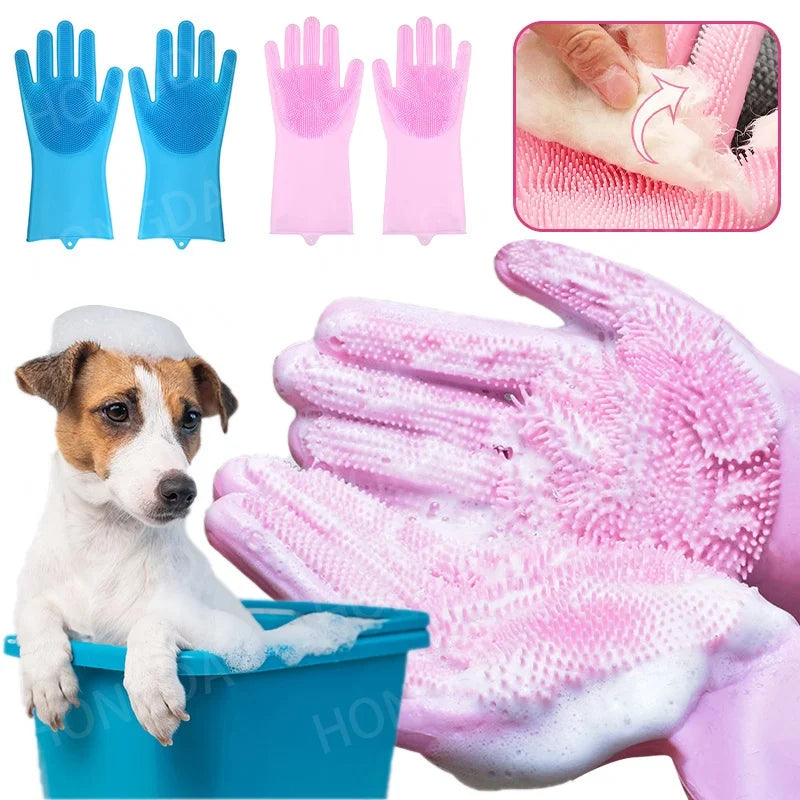 General Silicone Pet Bath Massage Gloves, Hair Removal Bath Brush, Pet Cleaning Products for Cats and Dogs