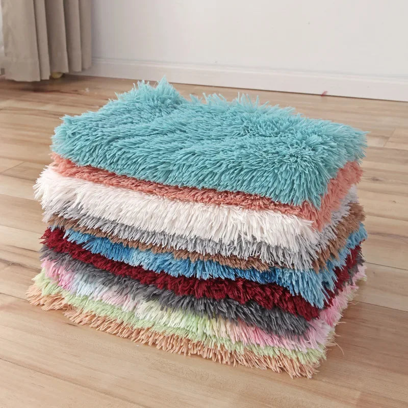 Soft Pet Blanket Mat Warm Dog Cat Sleeping Bed Mats Kennel Washable Long Plush Dogs Blankets Cover Winter Dog Supplies