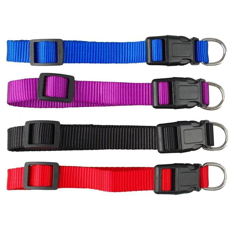 Adjustable Nylon Webbing Dog Collar Pets Cat Puppy Heavy Duty Clip Buckle Collars Small Medium Dog Chihuahua Collar