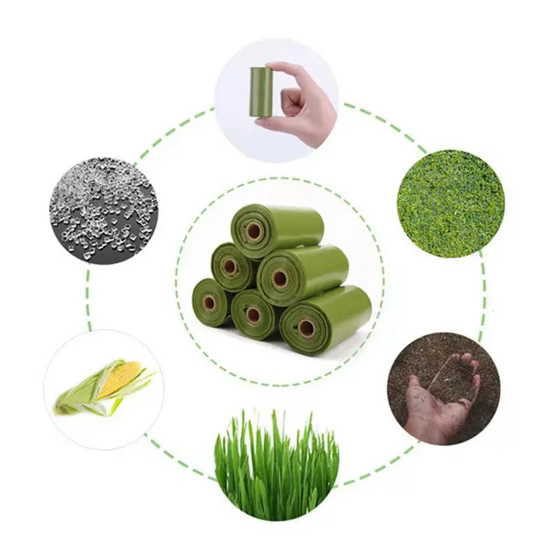 15PCS/ Roll Biodegradable Dog Poop Bags Thickening 0.015mm Poo Bag Compostable Waste Bags Cat Litter Bags Dog Poop Bag Dispenser