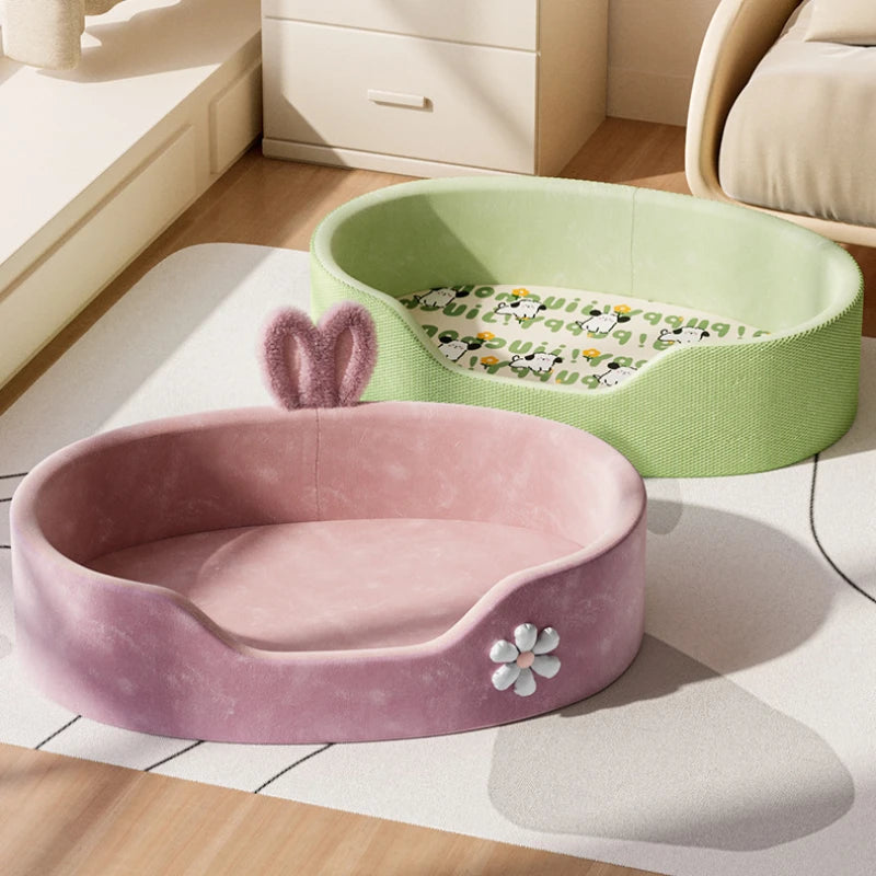 Petal-Shaped Winter Warm Bed for Pets, Dog Kennel, Kitten House, Soft Plush Round Basket, Fluffy Puppy Cushion Mat, Pet Supplies