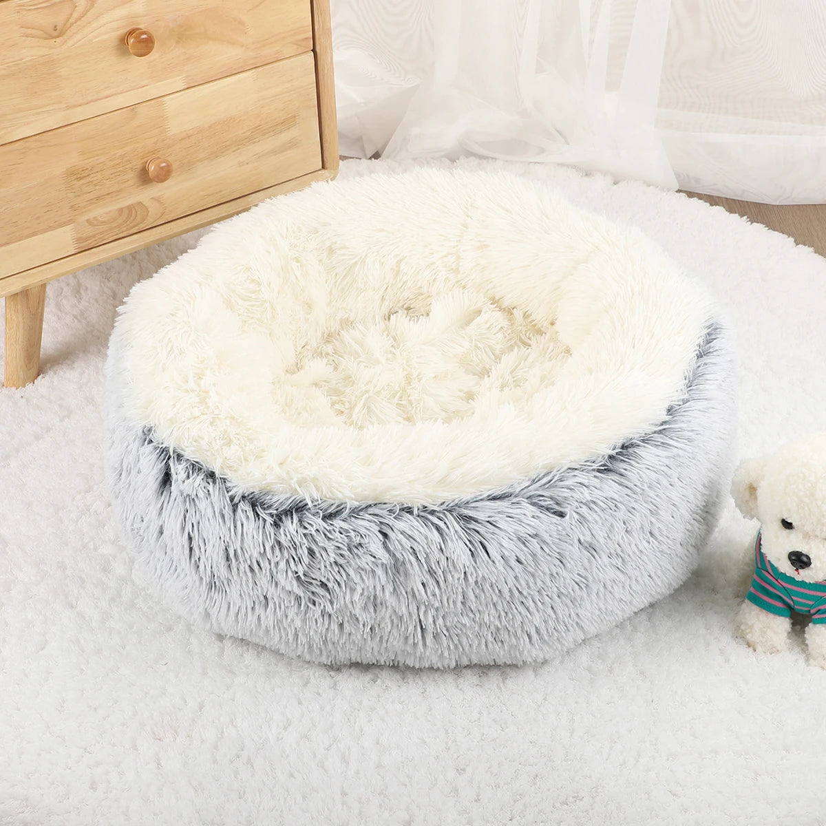 Donut Dog Bed for Large Dogs Plush Beds Pets Round Accessories Small Basket Sofa Baskets Pet Big Cushion Supplies Puppy Mat Cats