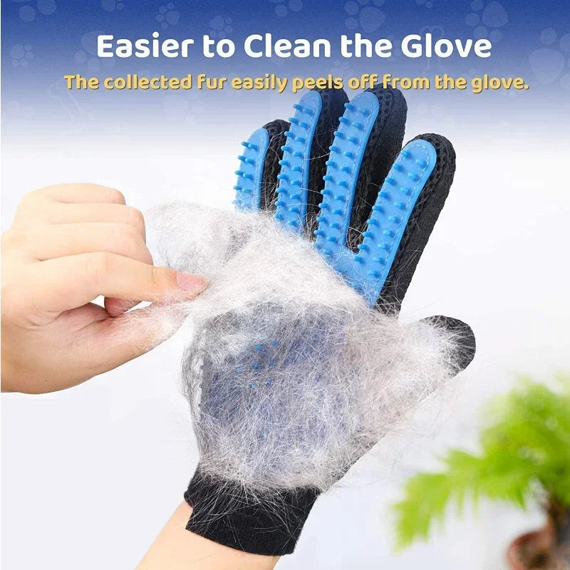 1 Pair Pet Grooming Kit for Dog Cat Rabbit Fur 2 Sided Grooming Brush Bath Cleaning Glove De-Shedding De-Matting Pet Hair