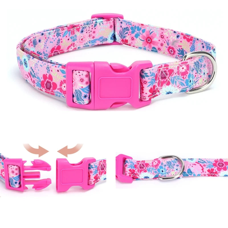 Nylon Pet Dog Collar Adjustable Floral Print Puppy Collar Pet Products for Small Medium Large Dogs Chihuahua French Bulldog Item