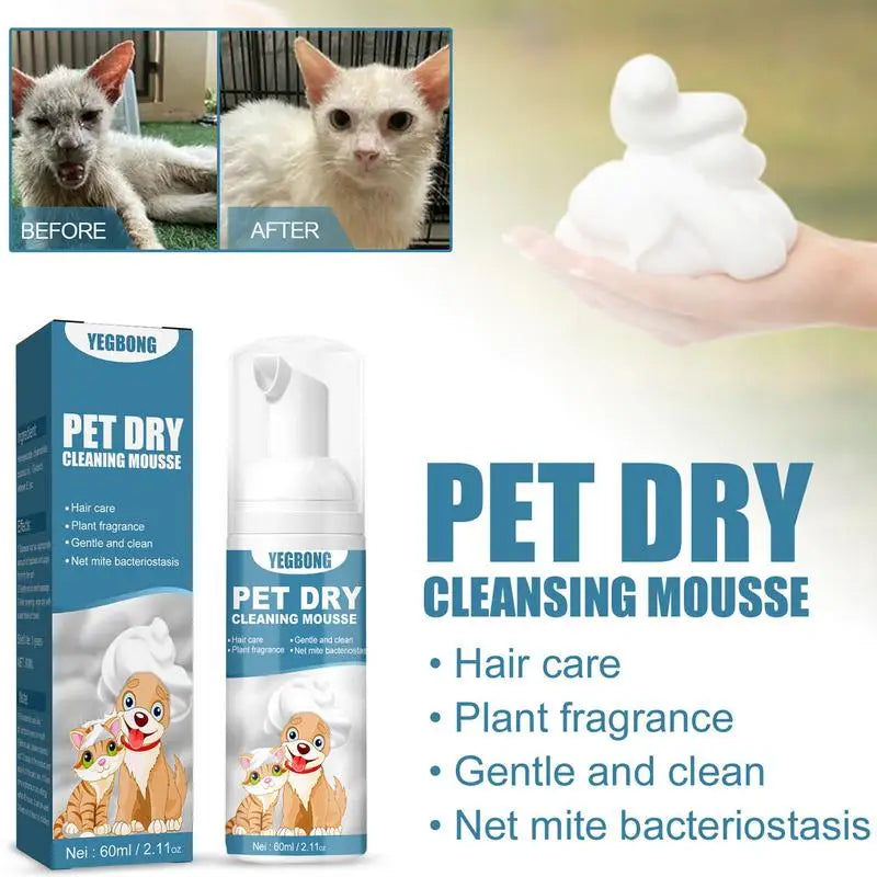 Waterless Cat Shampoo No Rinse Dogs Cats Cleaning Mousse Pet Grooming Supplies For Safe Bathless Cleaning Odor Eliminator