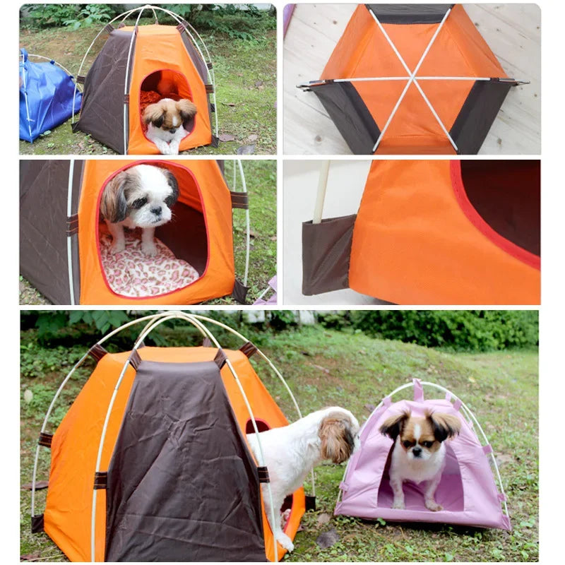 Pet Camping Tent Dog Tents Cat Kennel Puppy House Outdoor Sun Protection Breathable Foldable