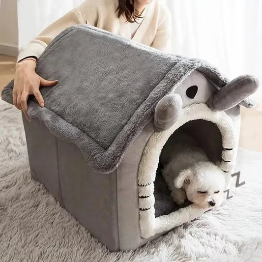 Cat Dog House Soft Pet Bed Tent Warm Foldable Cats Nest Removable Washable Small Pet Dogs Kennel Cats Bed Indoor