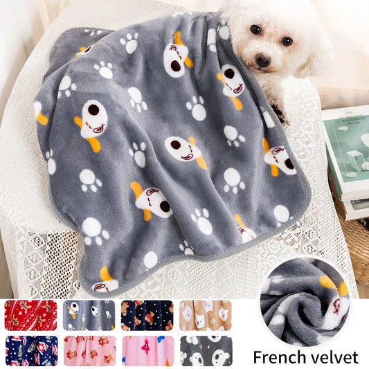 Warm Soft Fluffy Pet Blanket High Quality Cute Cartoon Pattern Dog Mat Comfortable Pet Supplies