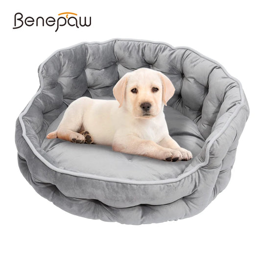 Benepaw Warm Small Dog Bed Washable Luxury Pet Sofa Couch Super Soft Fluffy Non-Slip Sleeping Cat Puppy Bed Easy To Clean