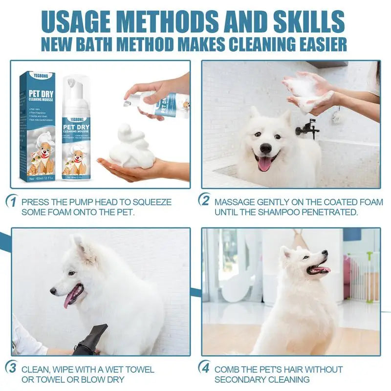 Waterless Cat Shampoo No Rinse Dogs Cats Cleaning Mousse Pet Grooming Supplies For Safe Bathless Cleaning Odor Eliminator