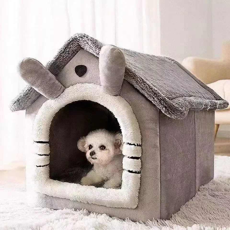 Cat Dog House Soft Pet Bed Tent Warm Foldable Cats Nest Removable Washable Small Pet Dogs Kennel Cats Bed Indoor