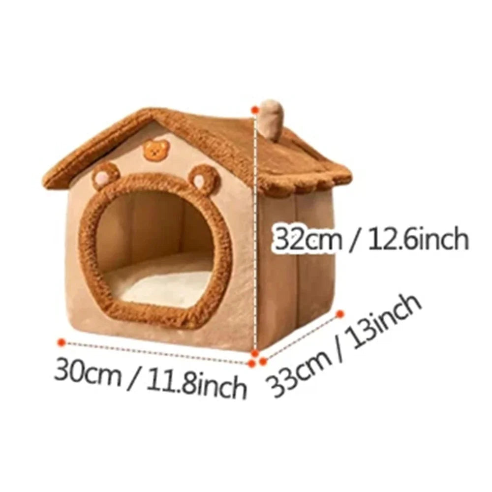 Cat Dog House Soft Pet Bed Tent Warm Foldable Cats Nest Removable Washable Small Pet Dogs Kennel Cats Bed Indoor