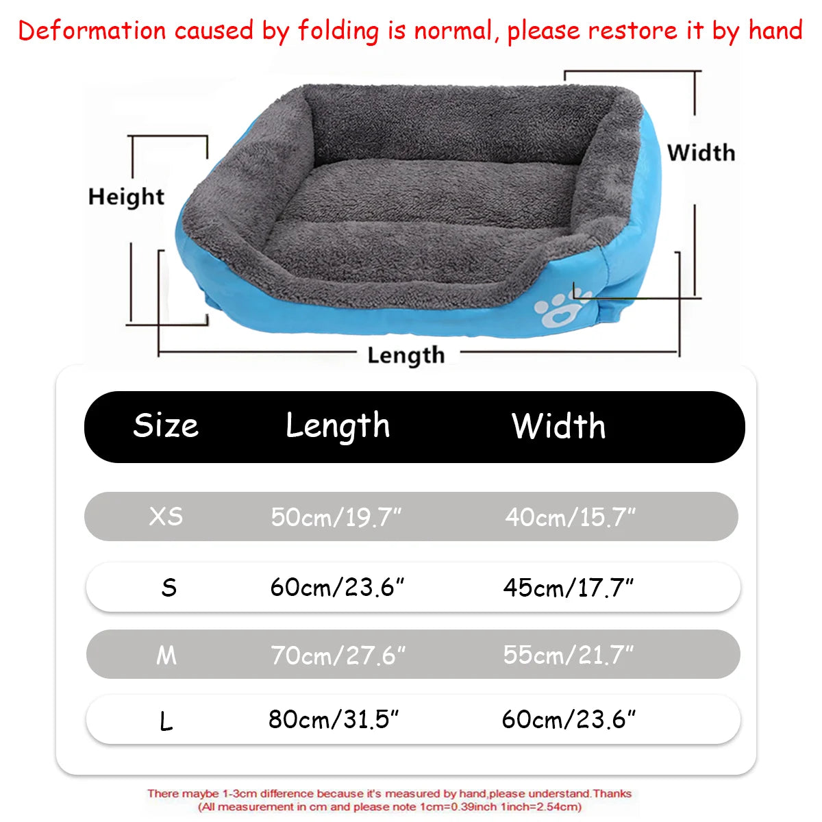 Square Winter Soft Warm Dog Bed