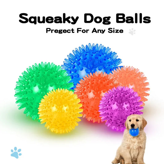 Vocal Molar Spikes Chew Toy Dog Ball Big Puppy Dog Toy with Squeaker Indestructible for Aggressive Chewers Christmas Dog Toy